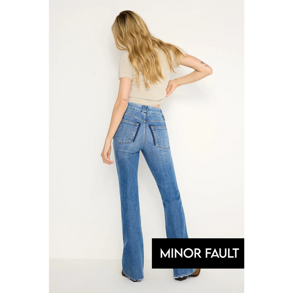 (Minor Fault) High Rise Blue Boot Cut Jeans | Montivo Pakistan