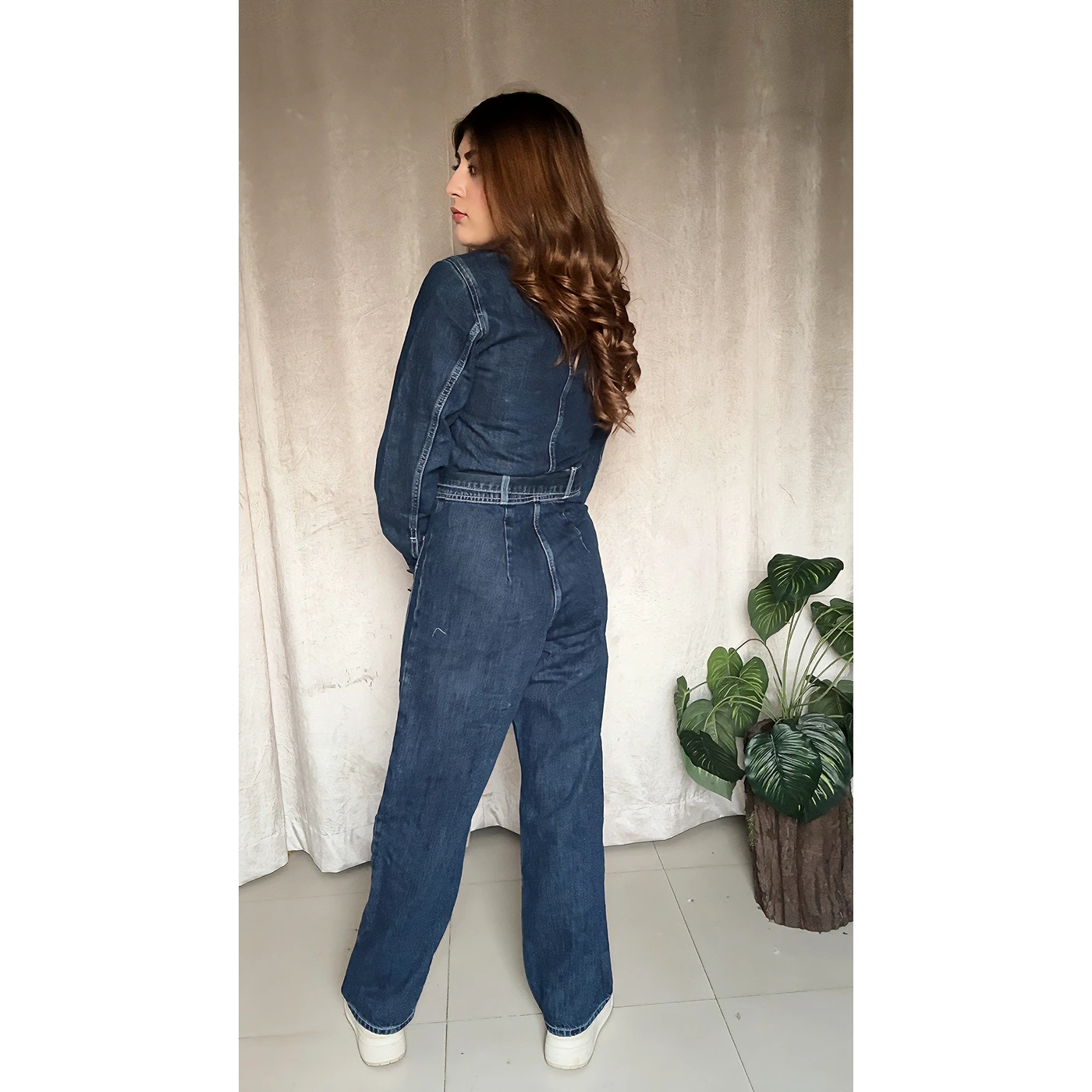Dark Blue Loose Fit Denim Jumpsuit | Montivo Pakistan