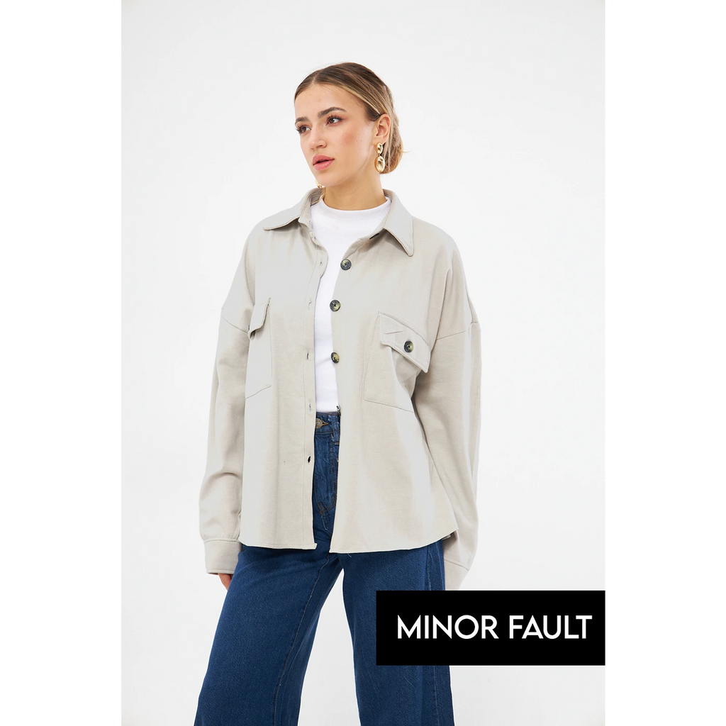 (Minor Fault) Beige Oversized Shacket | Montivo Pakistan