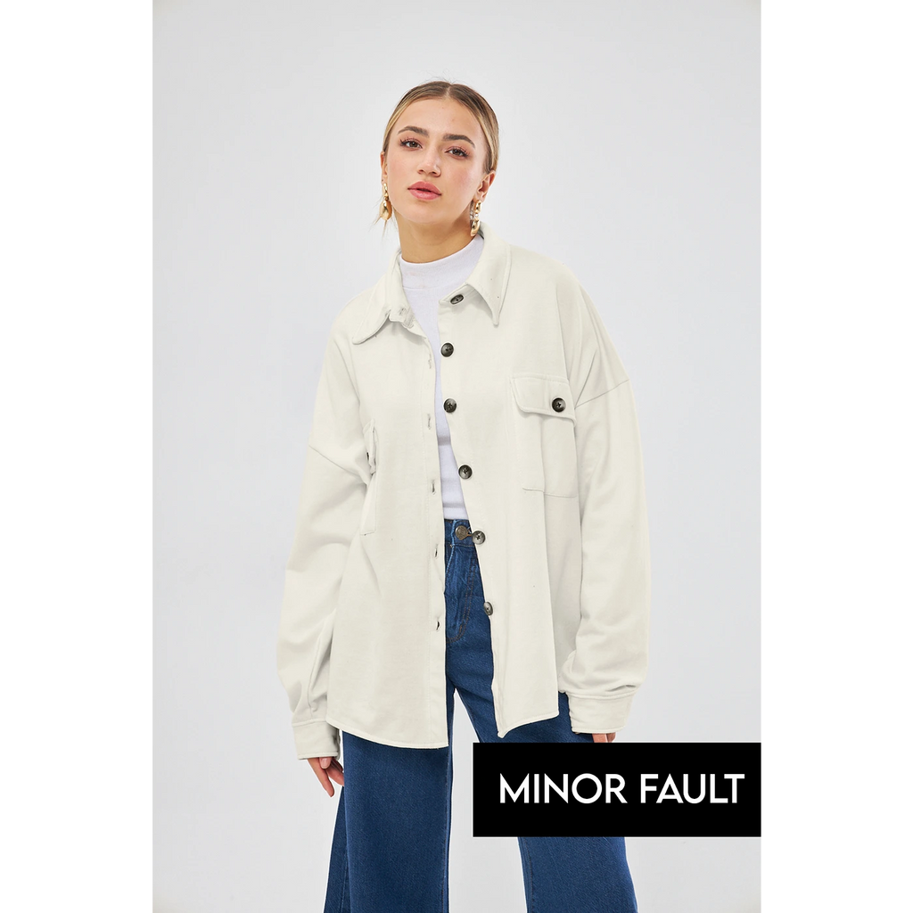 (Minor Fault) Offwhite Oversized Shacket | Montivo Pakistan