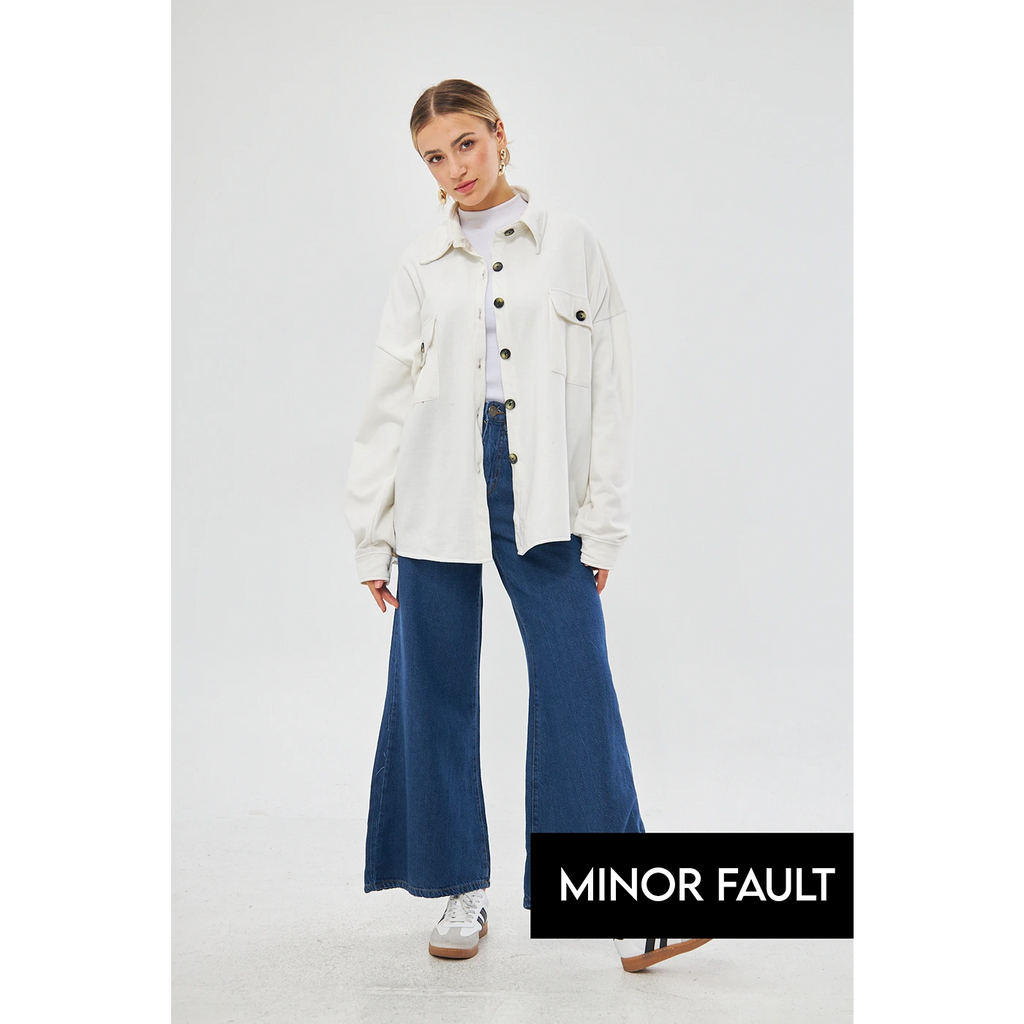 (Minor Fault) White Oversized Shacket | Montivo Pakistan