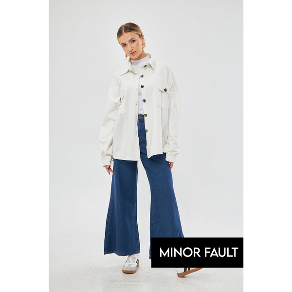 (Minor Fault) White Oversized Shirt | Montivo Pakistan