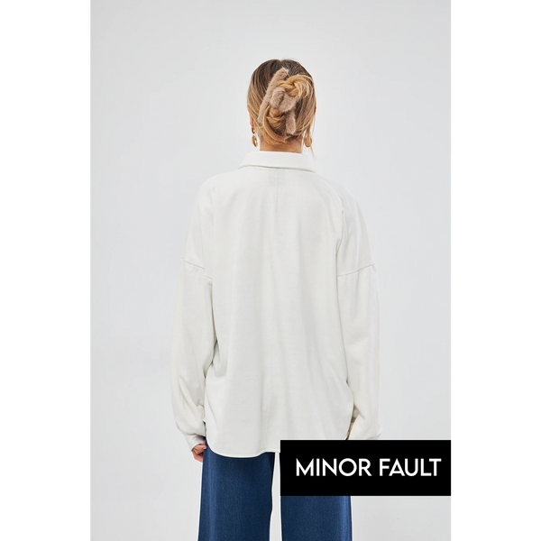 (Minor Fault) White Oversized Shacket | Montivo Pakistan