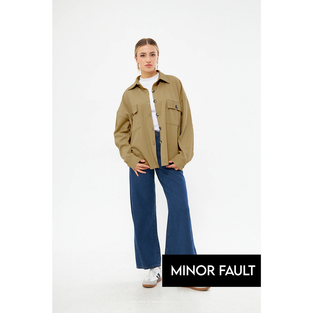 (Minor Fault) Brown Oversized Shacket | Montivo Pakistan