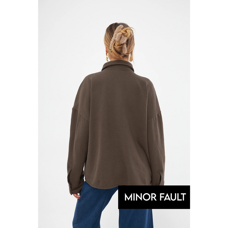 (Minor Fault) Brown Oversized Button Down Shirt | Montivo Pakistan