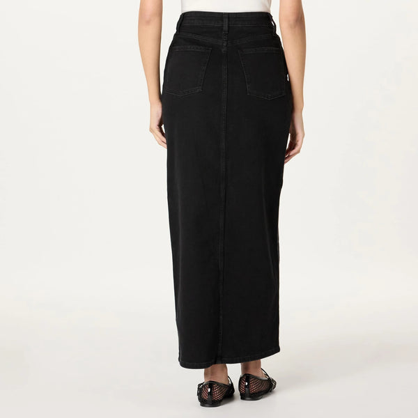 Black Denim Skirt With Front Slit | Montivo Pakistan