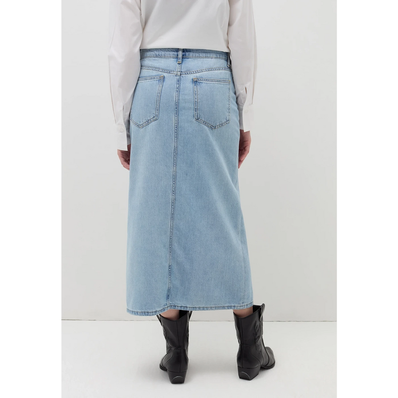 Light Wash Front Slit Denim Skirt | Montivo Pakistan