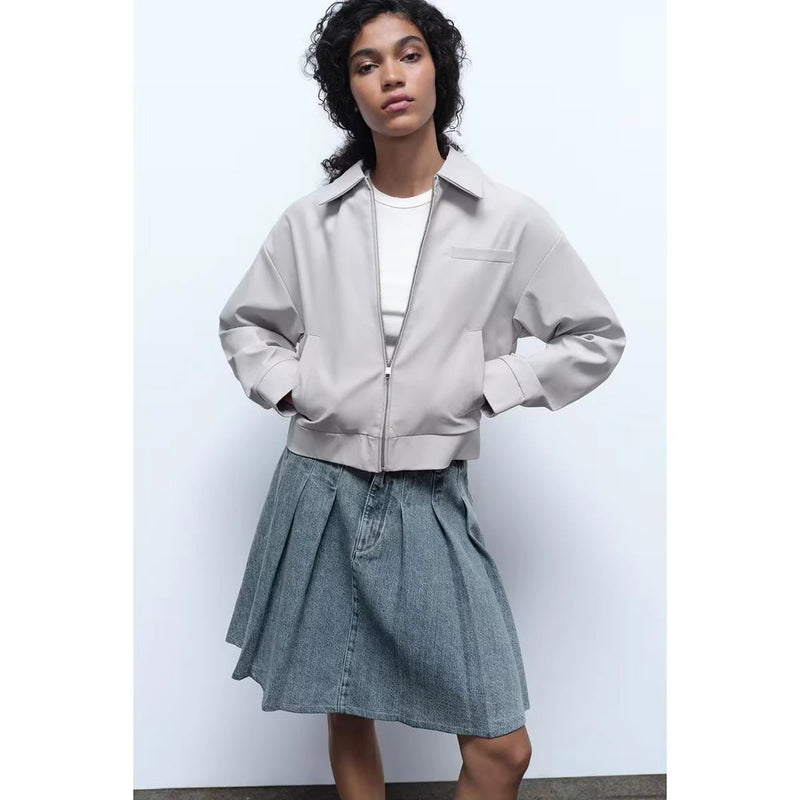 ZR Vintage Blue Pleated Denim Skirt | Montivo Pakistan