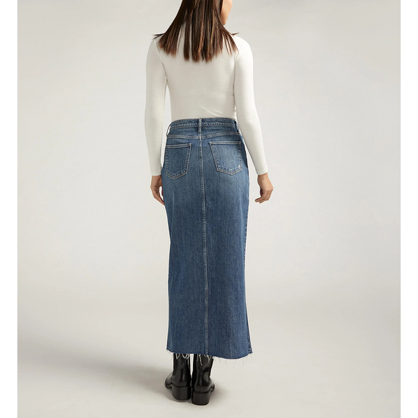 Blue Front Slit Maxi Denim Skirt | Montivo Pakistan