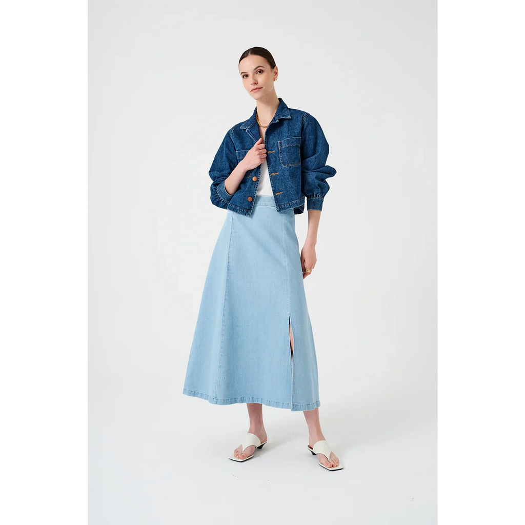 Light Blue Denim Slip Skirt | Montivo Pakistan