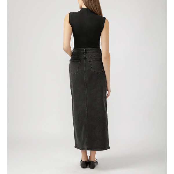 Front Slit Charcoal Denim Skirt | Montivo Pakistan