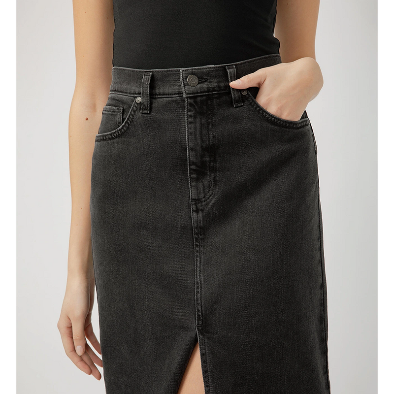 Front Slit Charcoal Denim Skirt | Montivo Pakistan