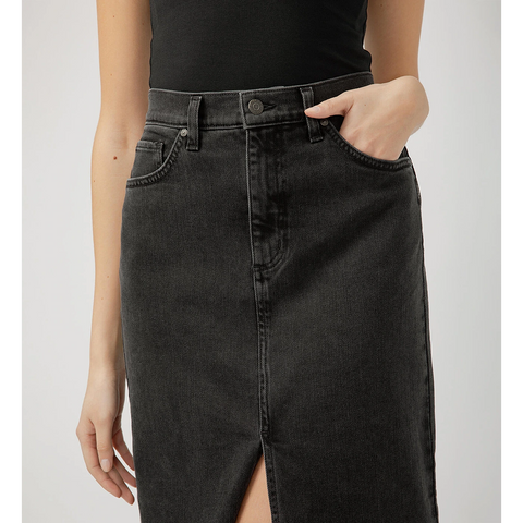 Front Slit Charcoal Denim Skirt | Montivo Pakistan