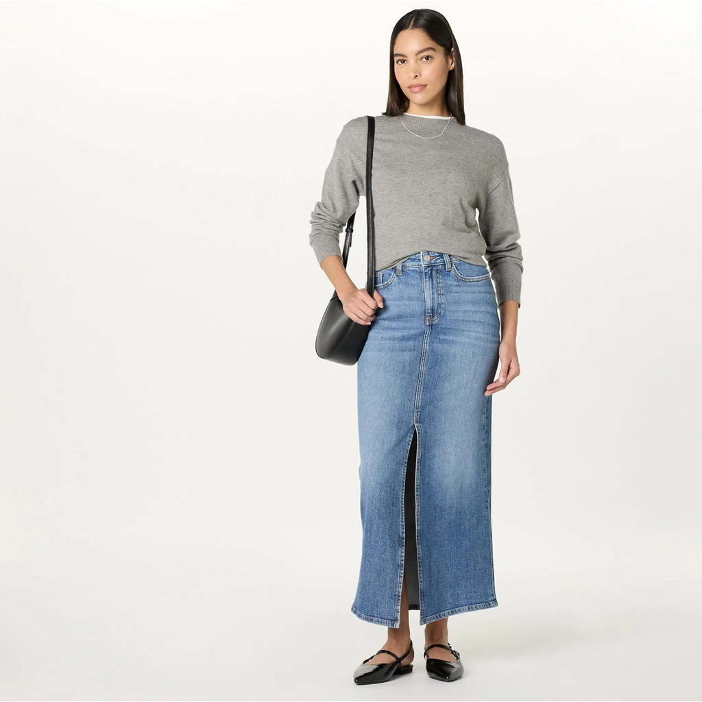 Mid Blue Maxi Denim Skirt | Montivo Pakistan