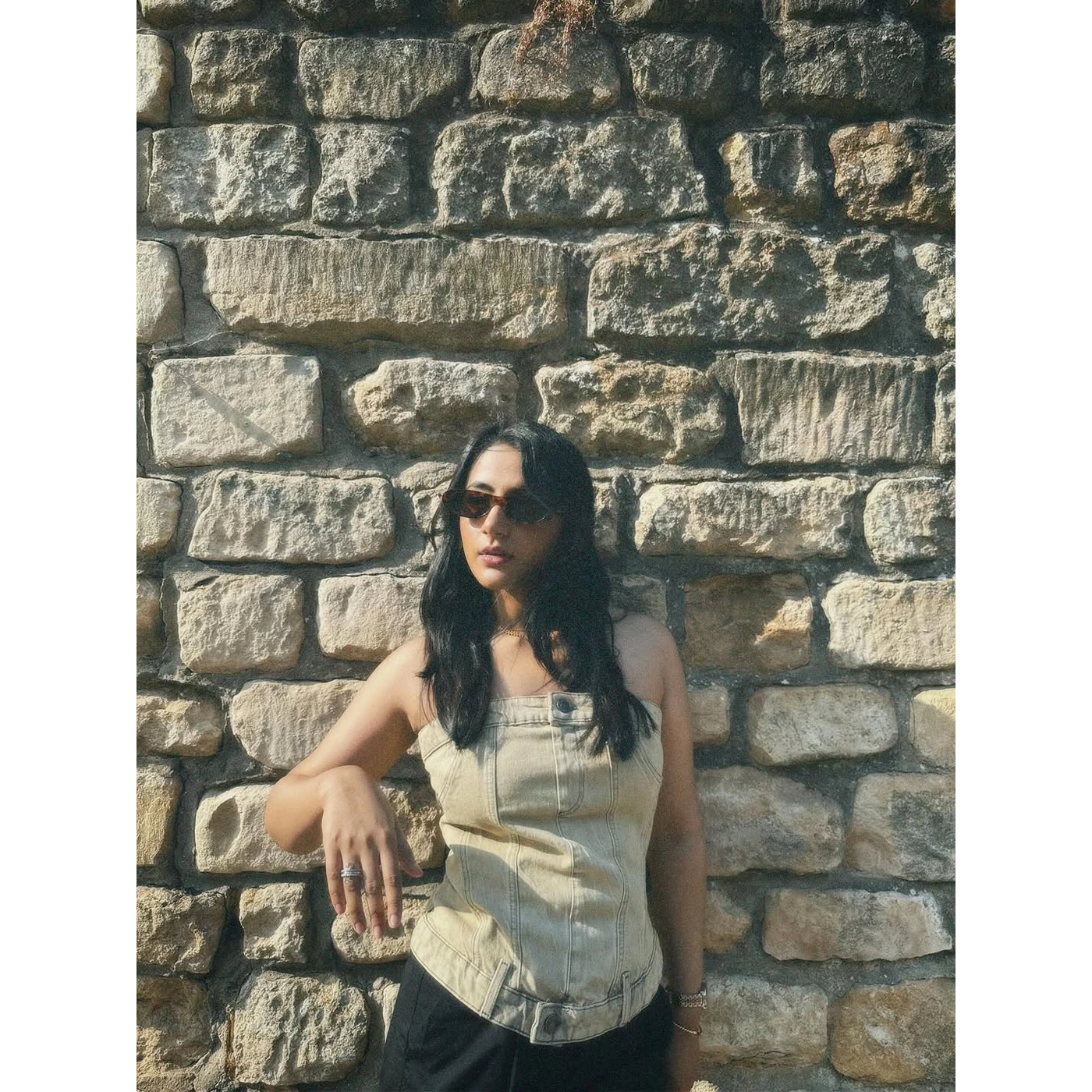 Washed Sand Denim Corset | Montivo Pakistan