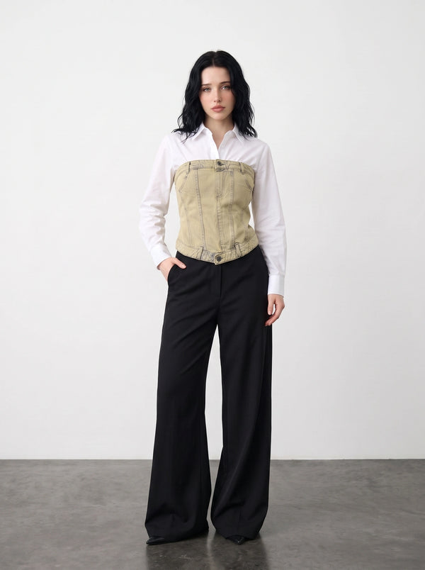 Washed Sand Denim Corset | Montivo Pakistan