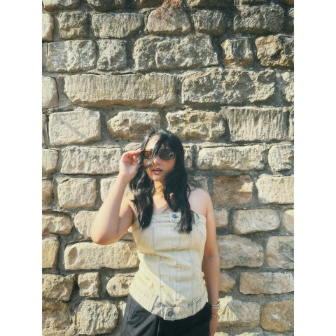 Washed Sand Denim Corset | Montivo Pakistan