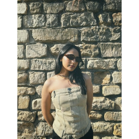 Washed Sand Denim Corset | Montivo Pakistan