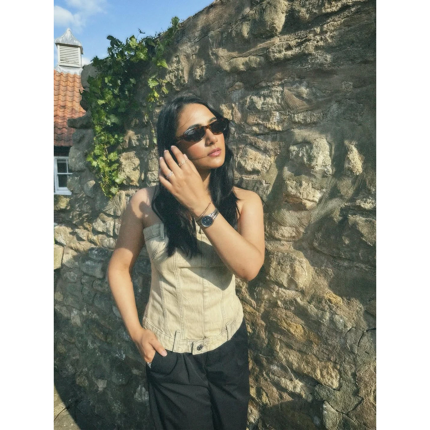 Washed Sand Denim Corset | Montivo Pakistan