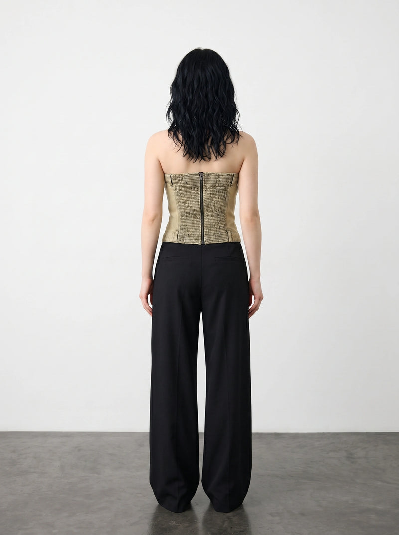 Washed Sand Denim Corset | Montivo Pakistan