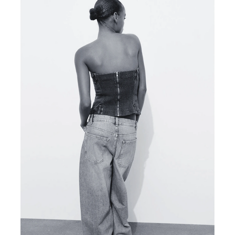 Dark Grey Denim Corset | Montivo Pakistan