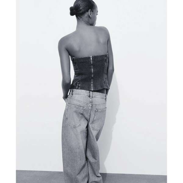 Dark Grey Denim Corset | Montivo Pakistan