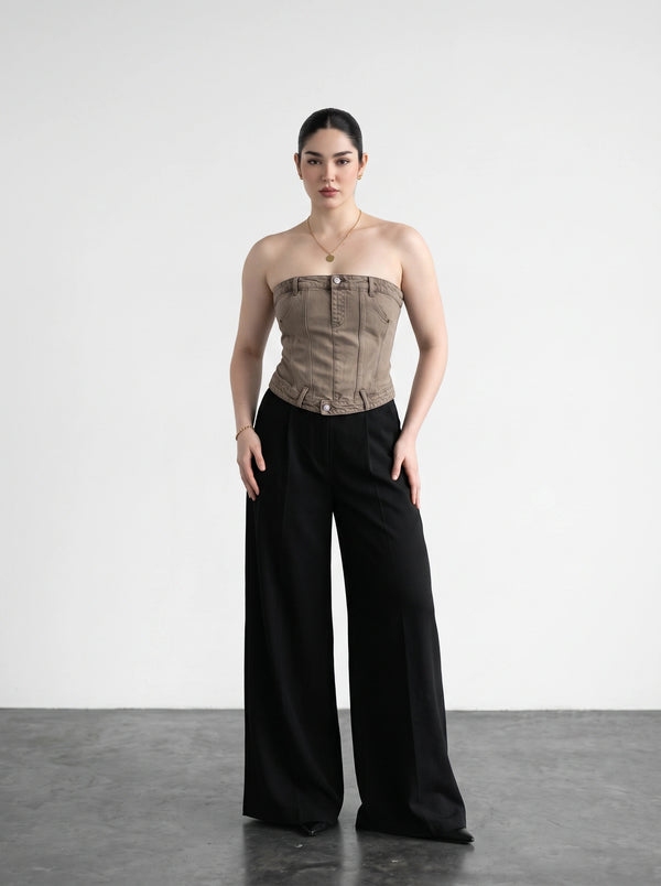 Washed Vintage Denim Corset | Montivo Pakistan