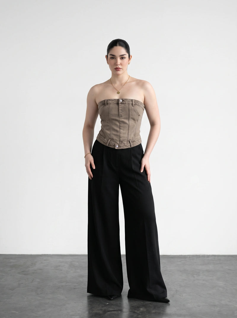 Washed Vintage Denim Corset | Montivo Pakistan