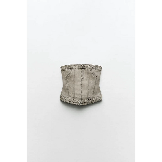Washed Vintage Denim Corset | Montivo Pakistan