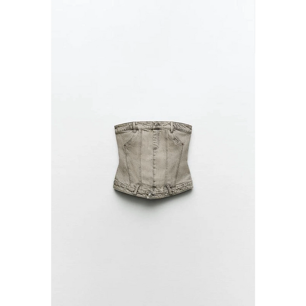 Washed Vintage Denim Corset | Montivo Pakistan