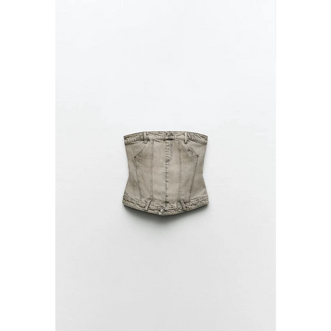 Washed Vintage Denim Corset | Montivo Pakistan