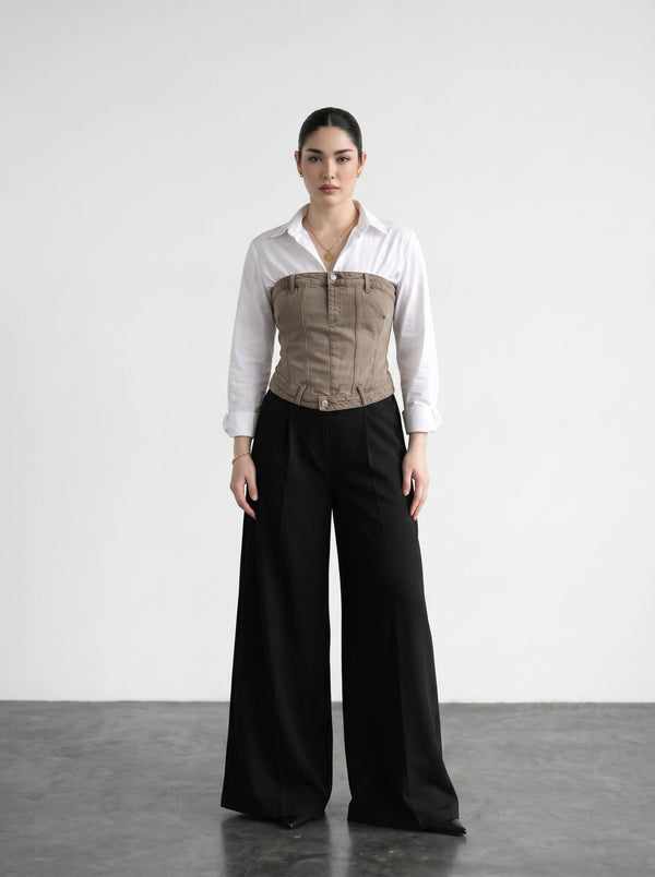Washed Vintage Denim Corset | Montivo Pakistan