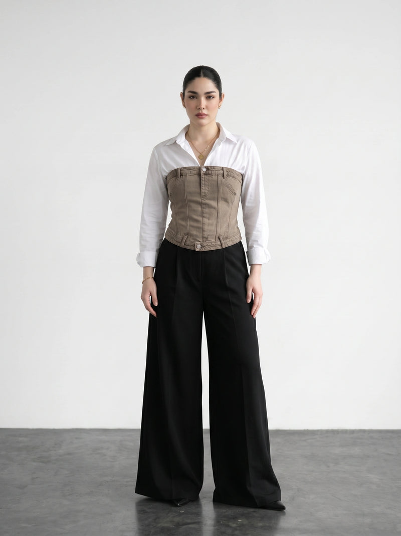 Washed Vintage Denim Corset | Montivo Pakistan