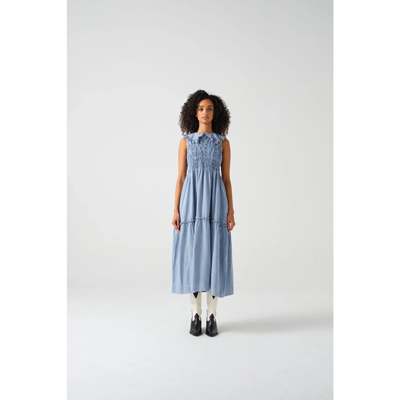 Light Blue Neck Detailing Dress | Montivo Pakistan