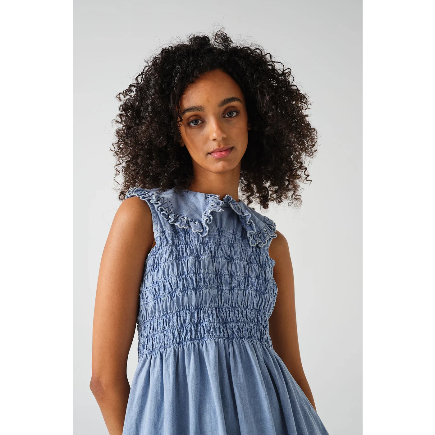 Light Blue Neck Detailing Dress | Montivo Pakistan