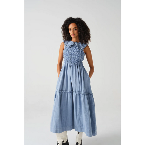 Light Blue Neck Detailing Dress | Montivo Pakistan