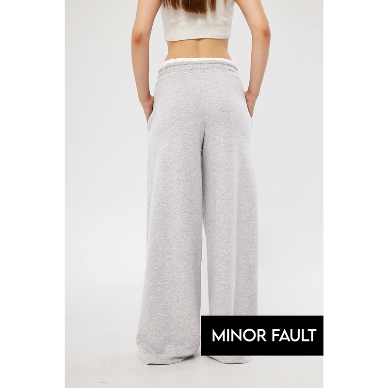 (Minor Fault) Grey Boxer Belt Wide Leg Trousers | Montivo Pakistan