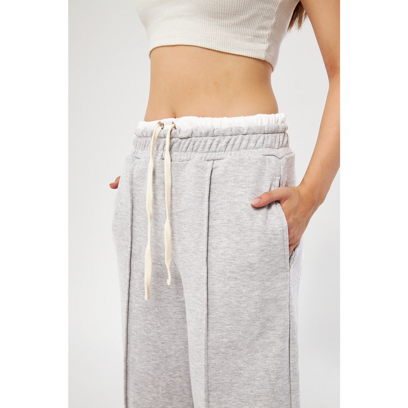 Grey Boxer Belt Wide Leg Trousers | Montivo Pakistan
