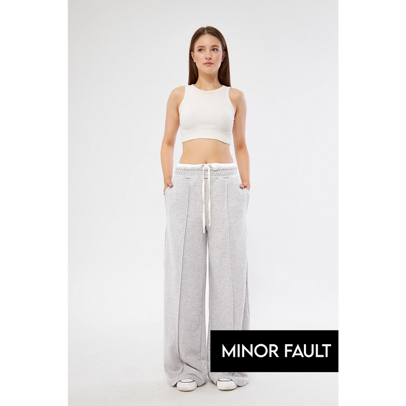 (Minor Fault) Grey Boxer Belt Wide Leg Trousers | Montivo Pakistan