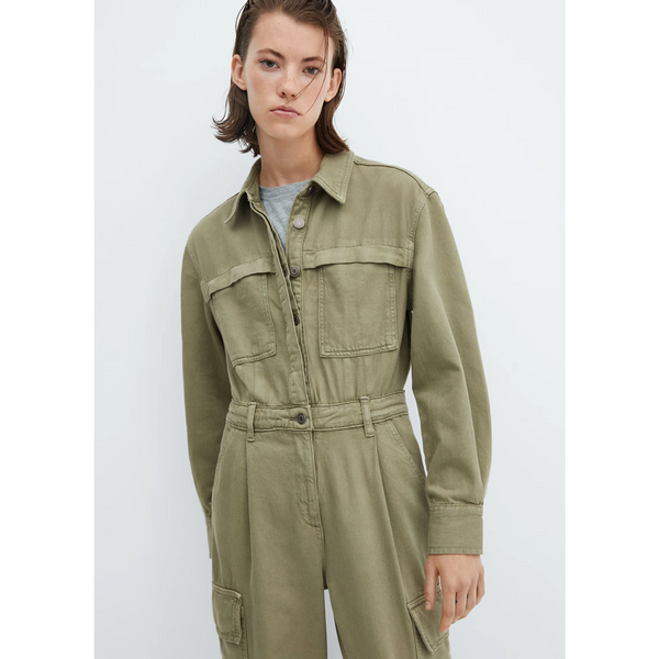 MNG Olive Green Denim Cargo Jumpsuit | Montivo Pakistan