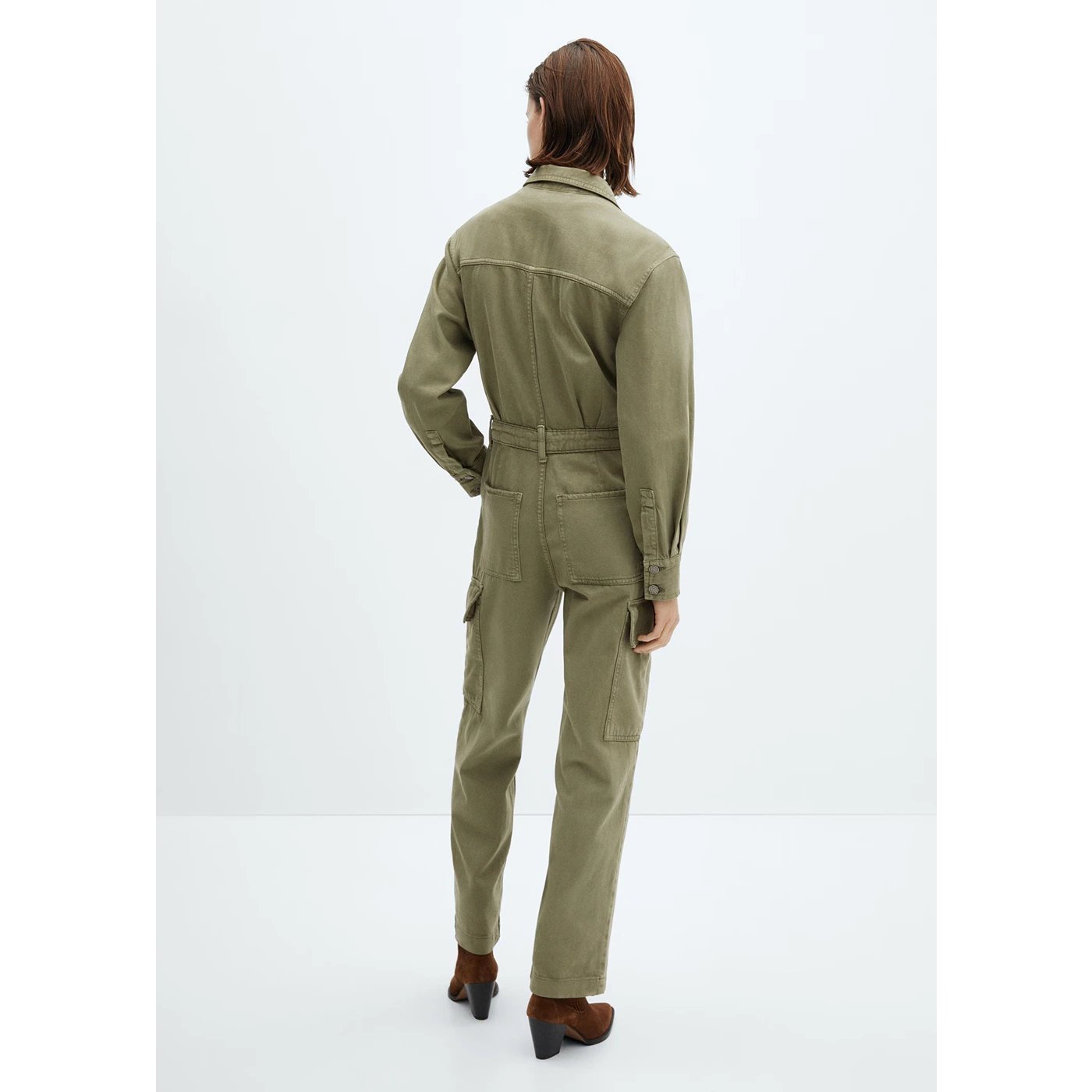 MNG Olive Green Denim Cargo Jumpsuit | Montivo Pakistan
