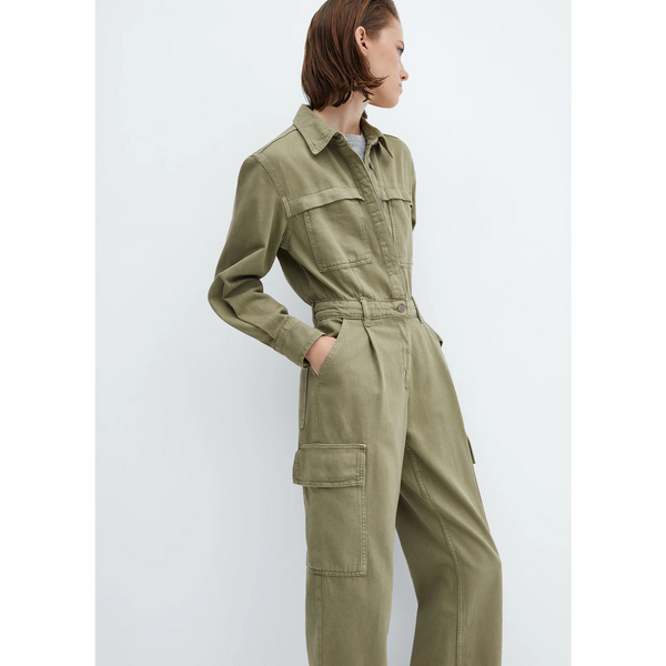 MNG Olive Green Denim Cargo Jumpsuit | Montivo Pakistan