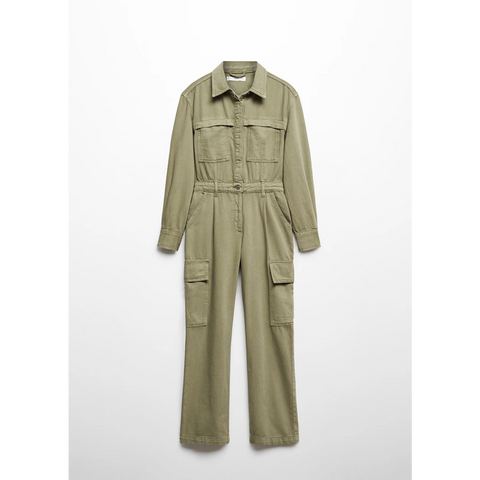 MNG Olive Green Denim Cargo Jumpsuit | Montivo Pakistan