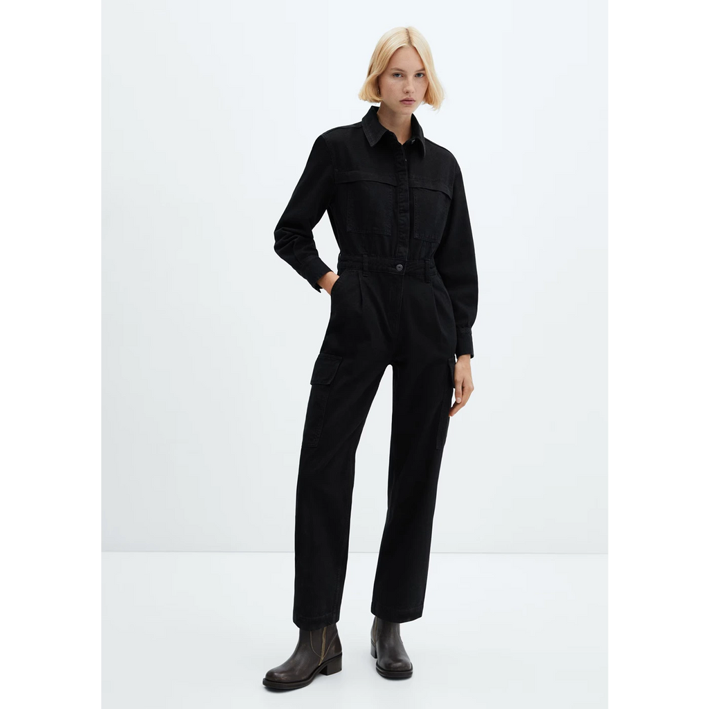 MNG Black Denim Cargo Jumpsuit | Montivo Pakistan