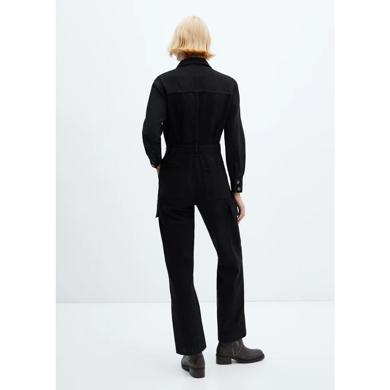 MNG Black Denim Cargo Jumpsuit | Montivo Pakistan