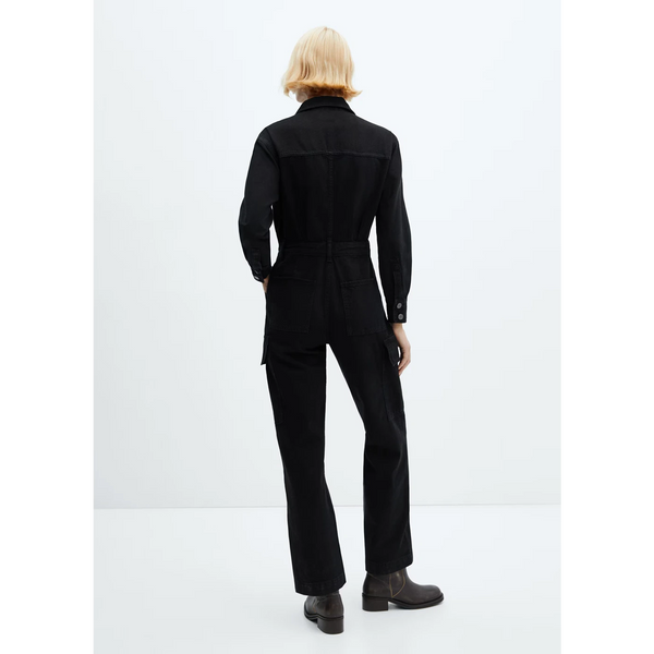 MNG Black Denim Cargo Jumpsuit | Montivo Pakistan