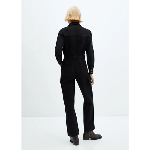 MNG Black Denim Cargo Jumpsuit | Montivo Pakistan