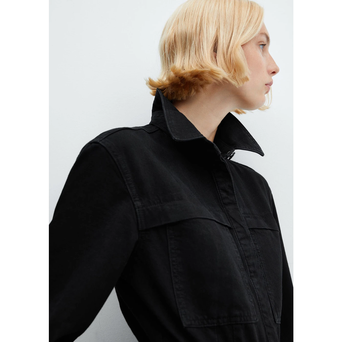 MNG Black Denim Cargo Jumpsuit | Montivo Pakistan