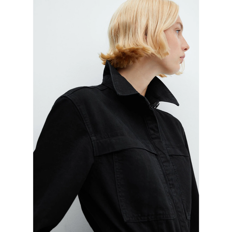 MNG Black Denim Cargo Jumpsuit | Montivo Pakistan