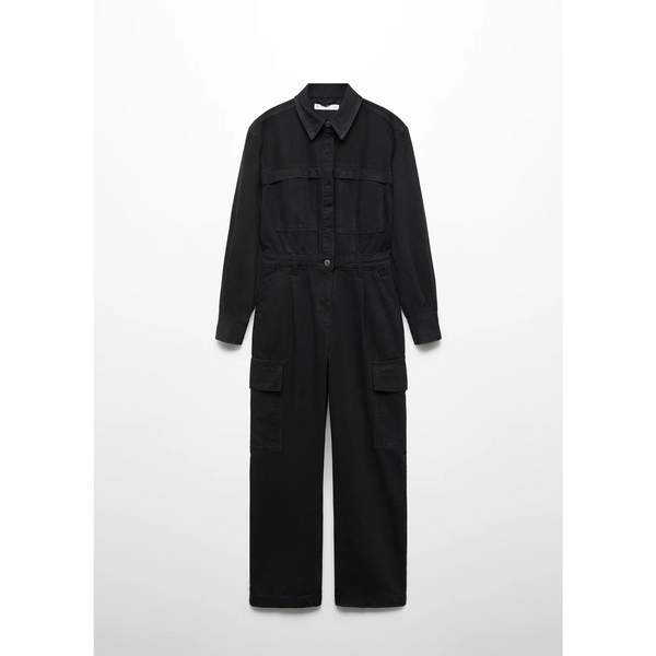 MNG Black Denim Cargo Jumpsuit | Montivo Pakistan